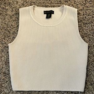 cream ribbed- cropped top